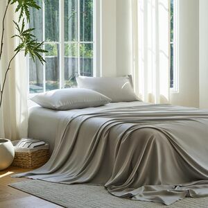 NWT Sijo DOZ Bamboo Sheet Set 3 PC- 2 Pillowcases 1 Fitted Sheet Dove Gray K